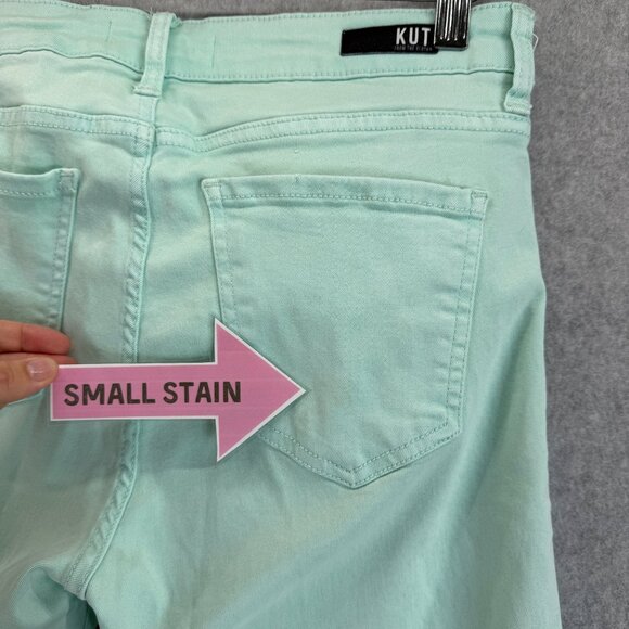 Kut From The Kloth Amy Crop Straight Leg Mint Seafoam Pants Rolled Cuff Size 10 - Picture 8 of 16